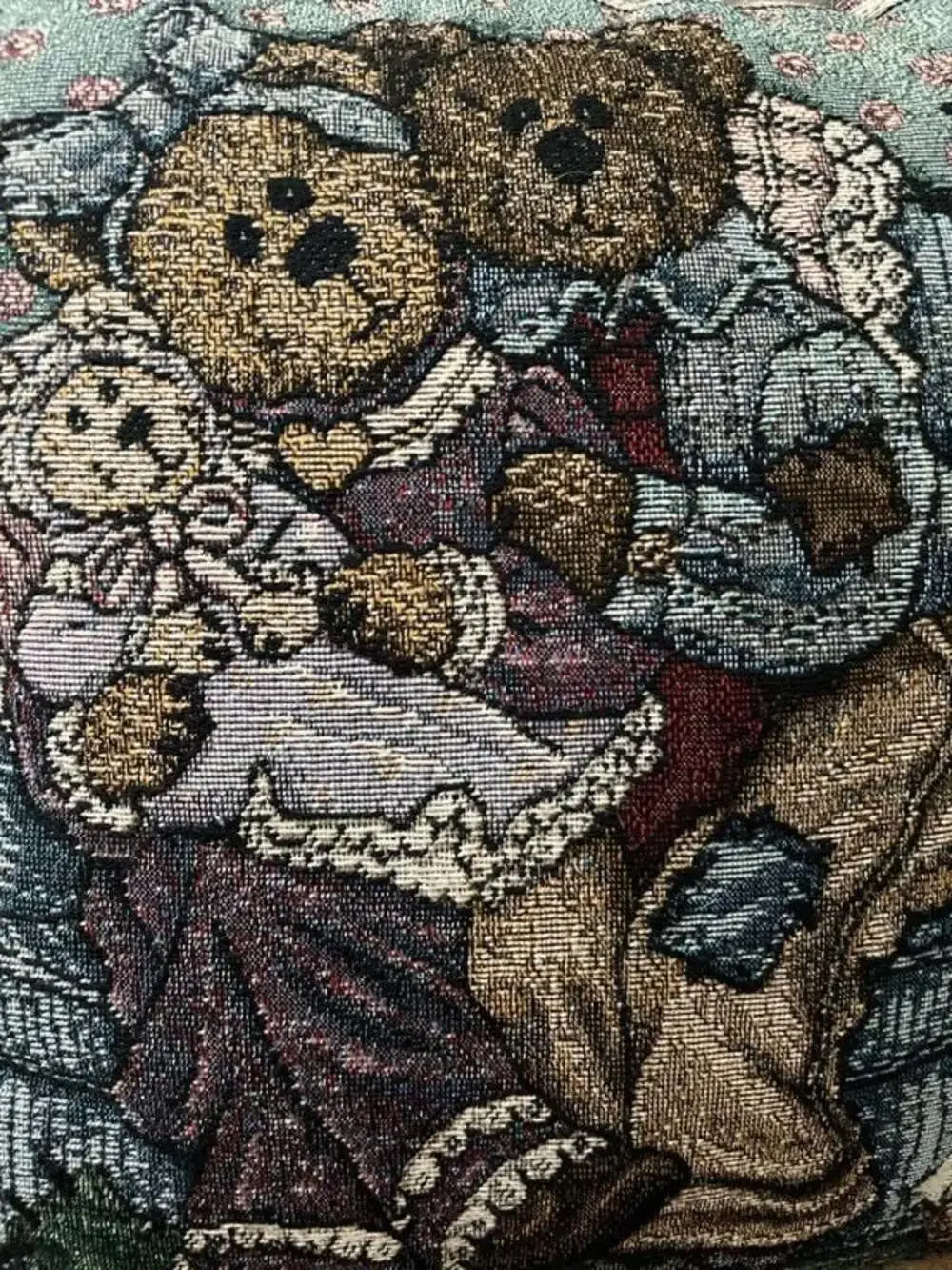 Vintage 90s Boyds Bears Tapestry Pillow | Cozy Grannycore Grandmacore Accent Dec